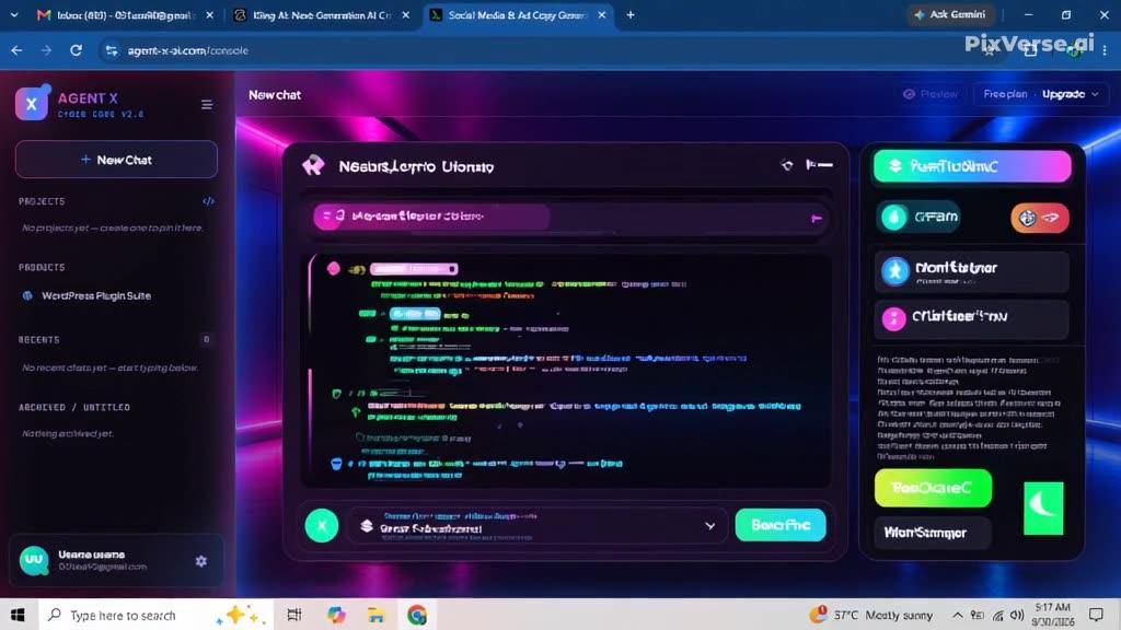 Nexus Agent X dashboard interface — multi-model chat, memory, and workflow panels